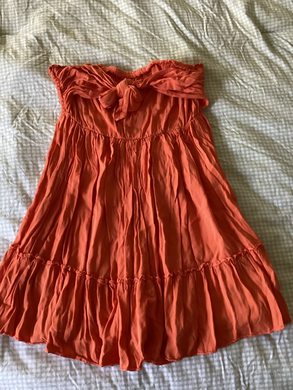 Strapless Tie-Front Sundress in Vibrant Orange